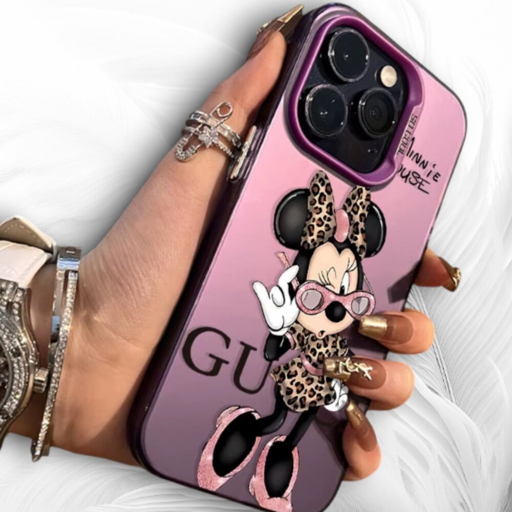 Cartoon Chic Design  Stylish Pink Glossy iPhone Case iPhone 14 Pro Max
